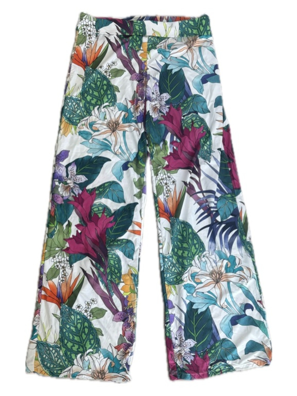 Trina Turk | Amazonia Roll Top Wide Leg Pants | Tropical Print | VGC
